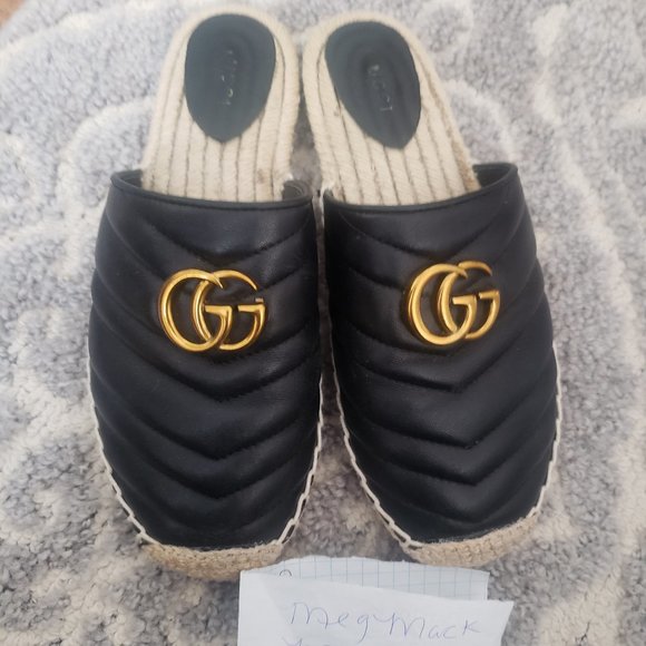 Gucci Marmot Espadrilles size 41 Like US size 9.5 Authentic Black and Go… - Picture 11 of 11